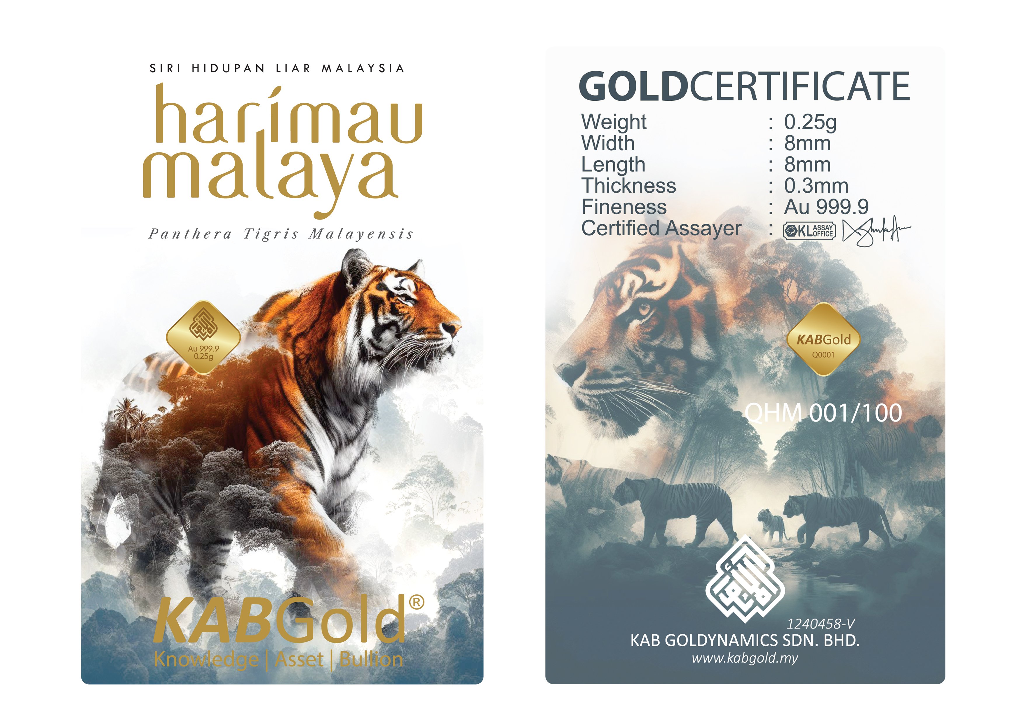 gold bar 0.25g harimau malaya