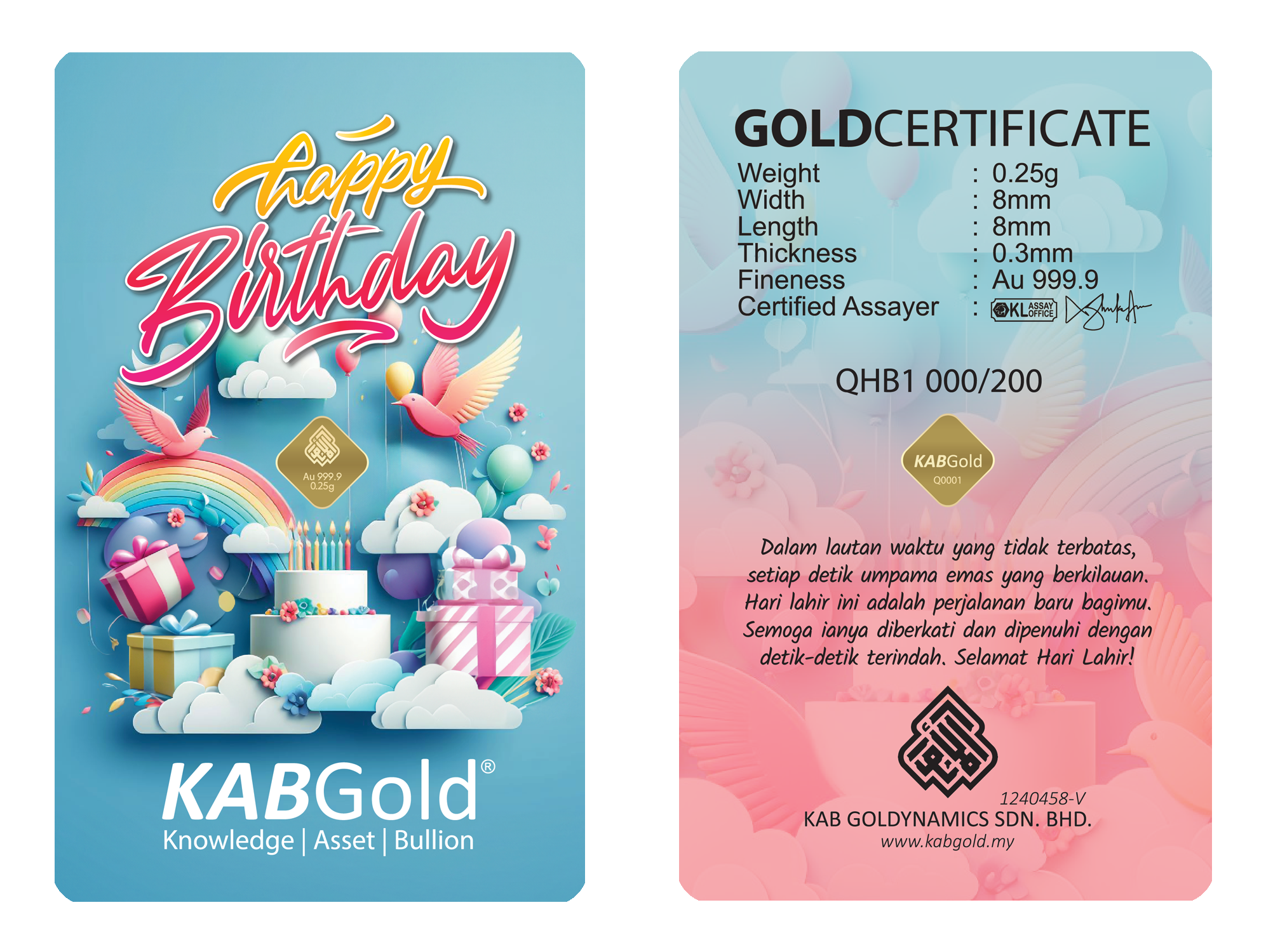 gold bar 0.25g happy birthday